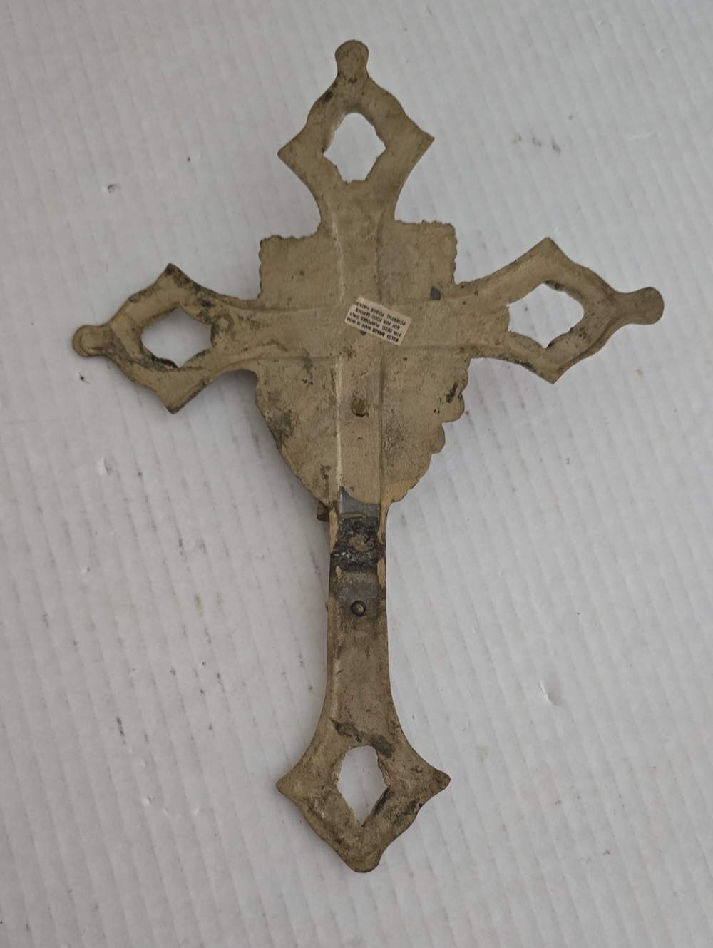 Vintage Solid Brass Crucifix Cross Wall Hanging From India - Picture 9 of 16